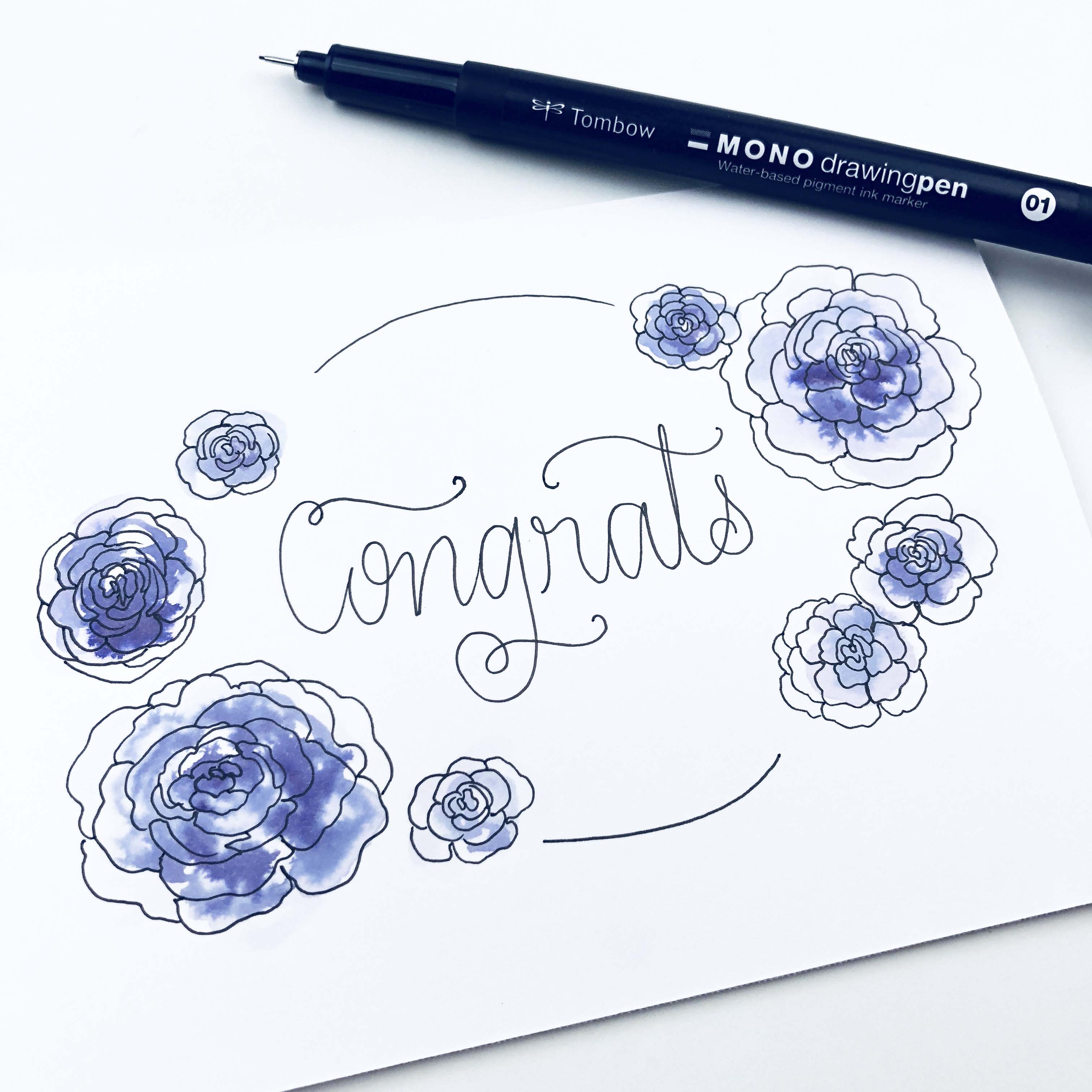 DIY wedding congratulations card tutorial with Tombow #wedding #diywedding #handlettering