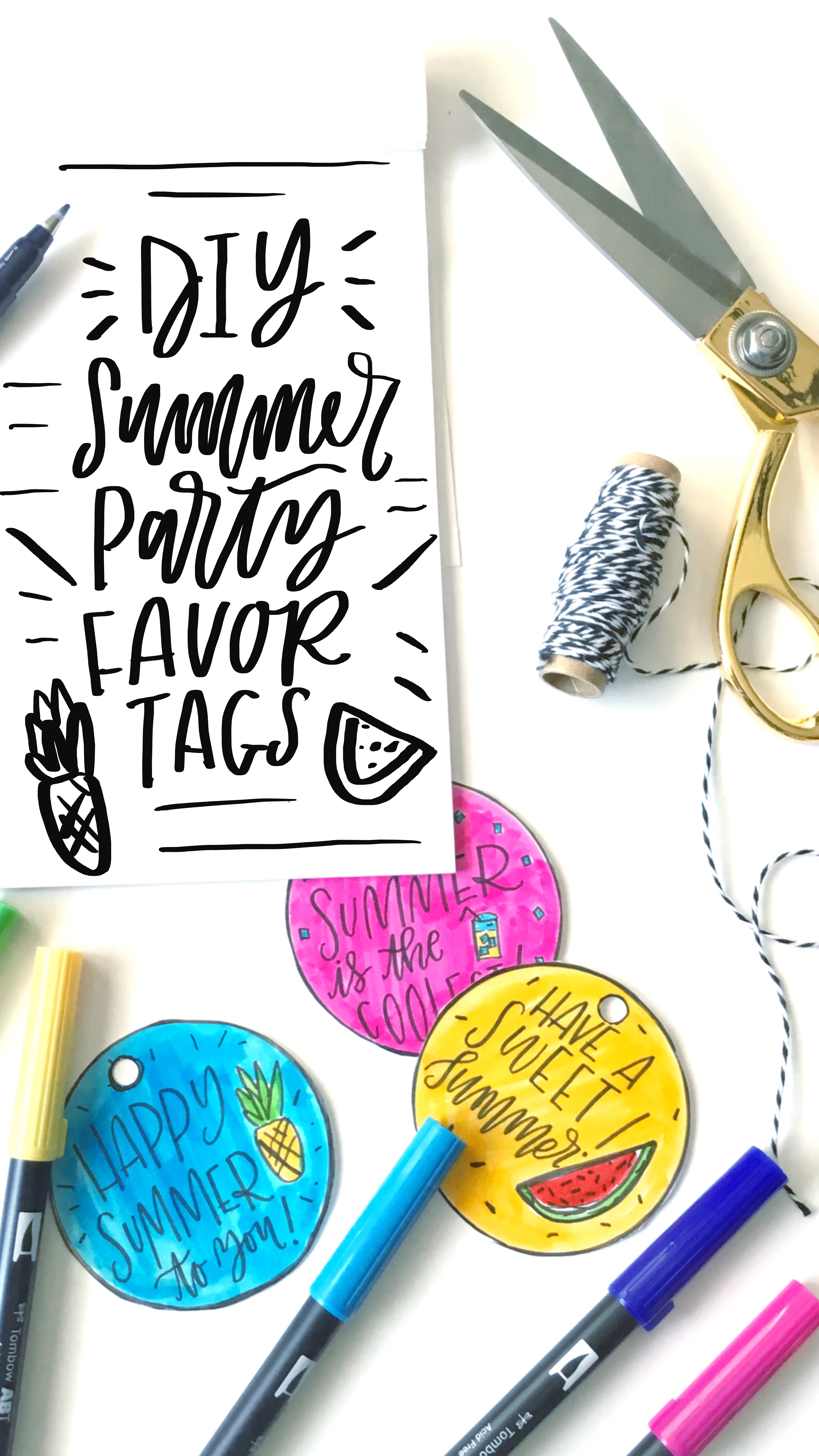 Learn to how to create your own Summer Party Favor Tags! Renmade Calligraphy's Lauren Fitzmaurice gives you lettering tips and tricks while showing you step by step how to create one of a kind party favor tags to put on perfectly curated part favors! Some fun lettering and vibrant colors complete this special project on blog.tombowusa.com. For more lettering and craft content check out @renmadecalligraphy on instagram and renmadecalligraphy.com.