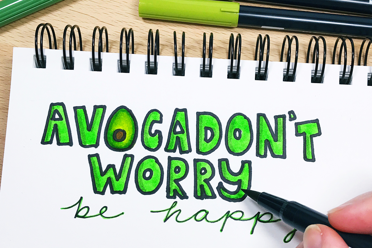 Avocadont Worry Letter Funny Phrases With Tombow Dual Brush Pens