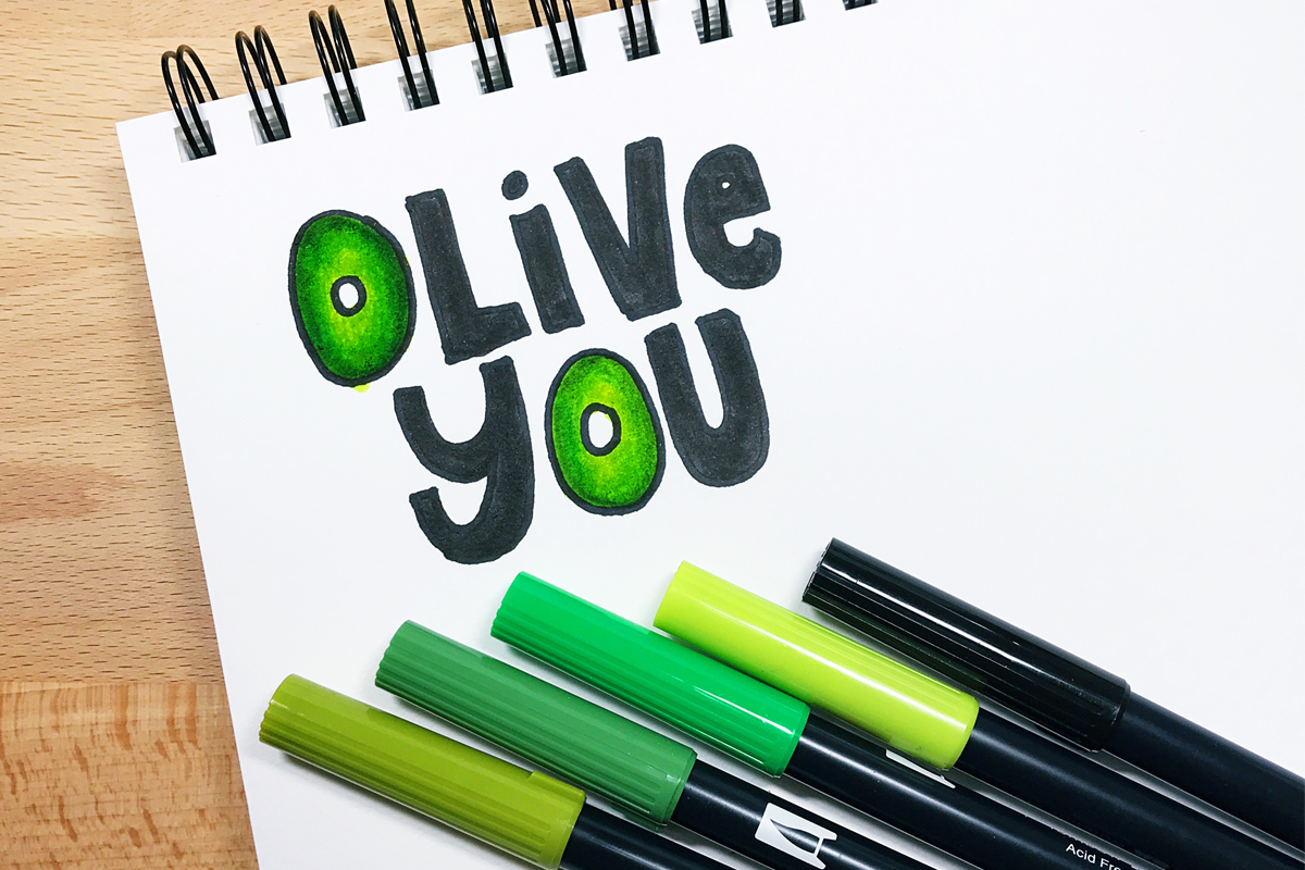 Olive You Letter Funny Phrases With Tombow Dual Brush Pens