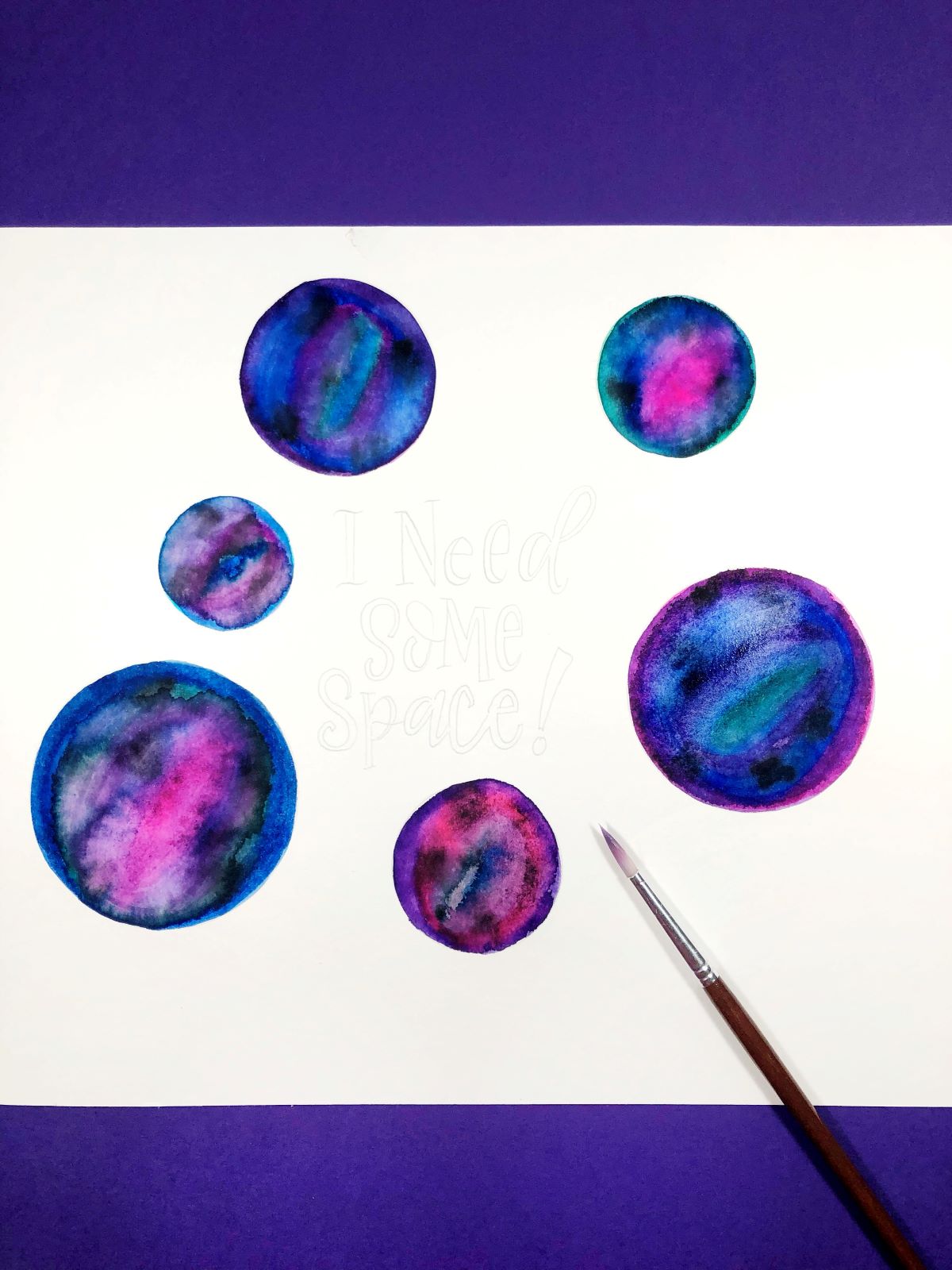 Watercolor a Space Print using Tombow's Dual Brush Pen Galaxy Set. Learn with @aheartenedcalling. #tombow #watercolor