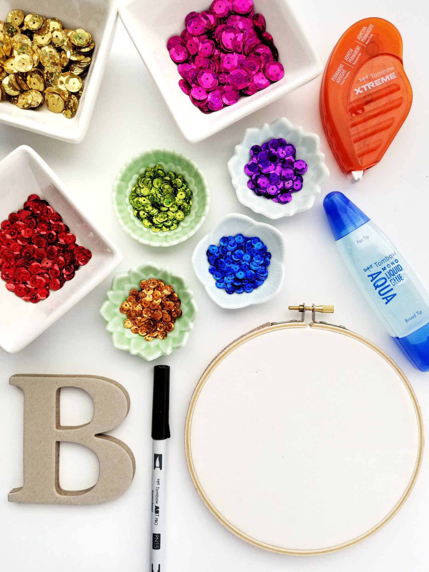 Learn to make Monogram Embroidery Hoop Art using @tombowusa adhesives with @graceannestudio!