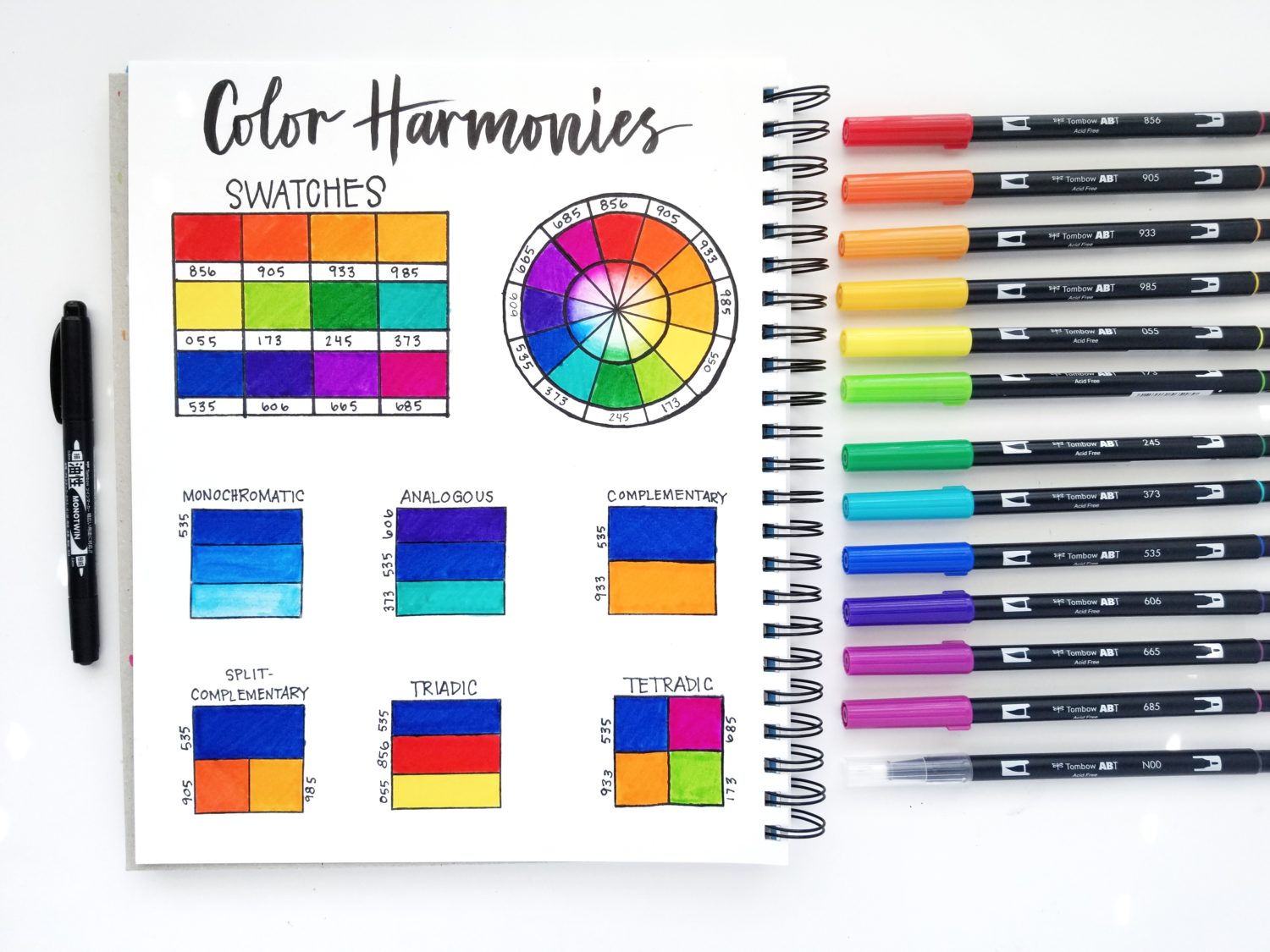 Create your own color harmonies using Dual Brush Pens and the color wheel with @graceannestudio. #tombowusa @tombowusa