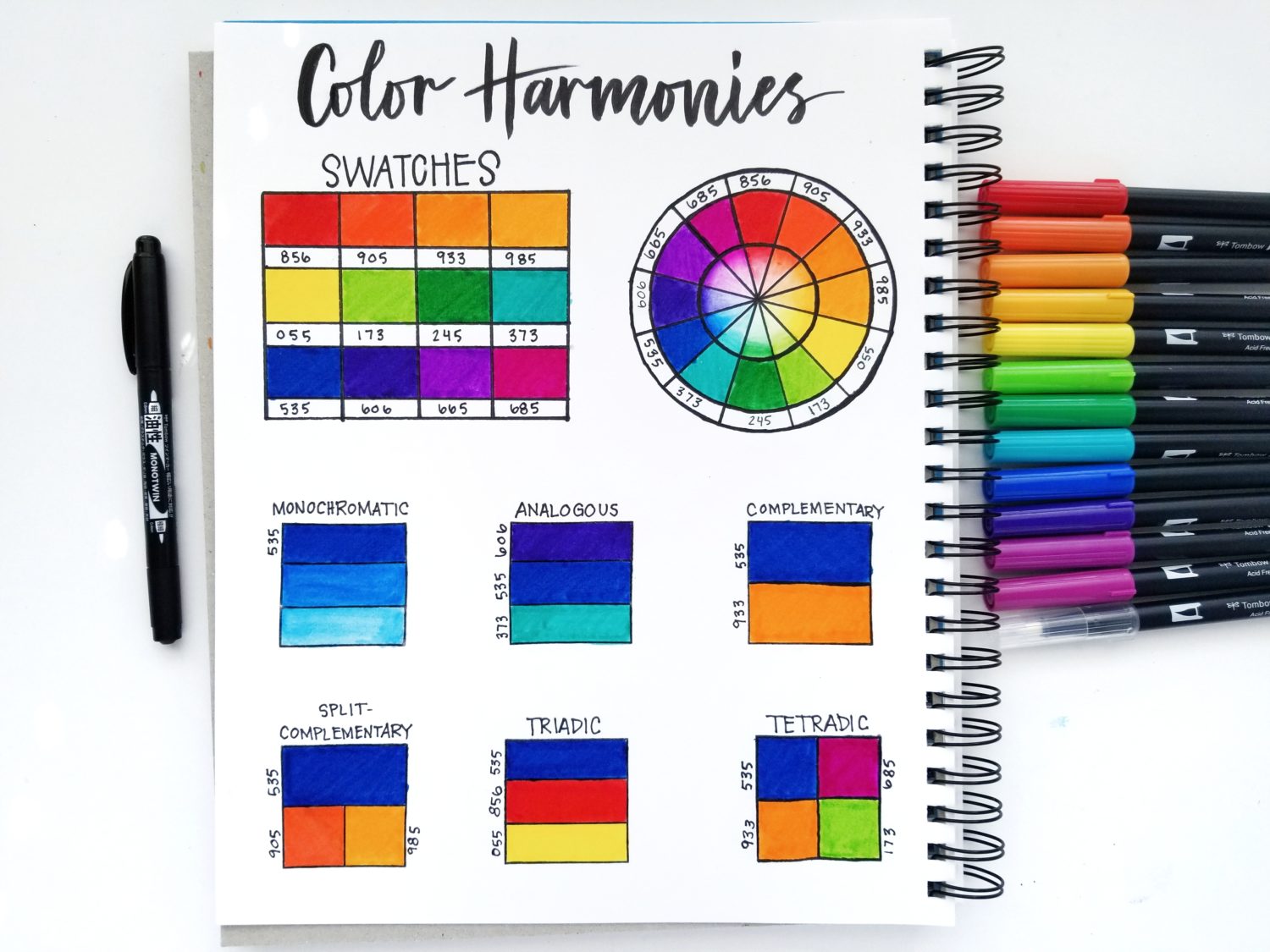 Create your own color harmonies using Dual Brush Pens and the color wheel with @graceannestudio. #tombowusa @tombowusa