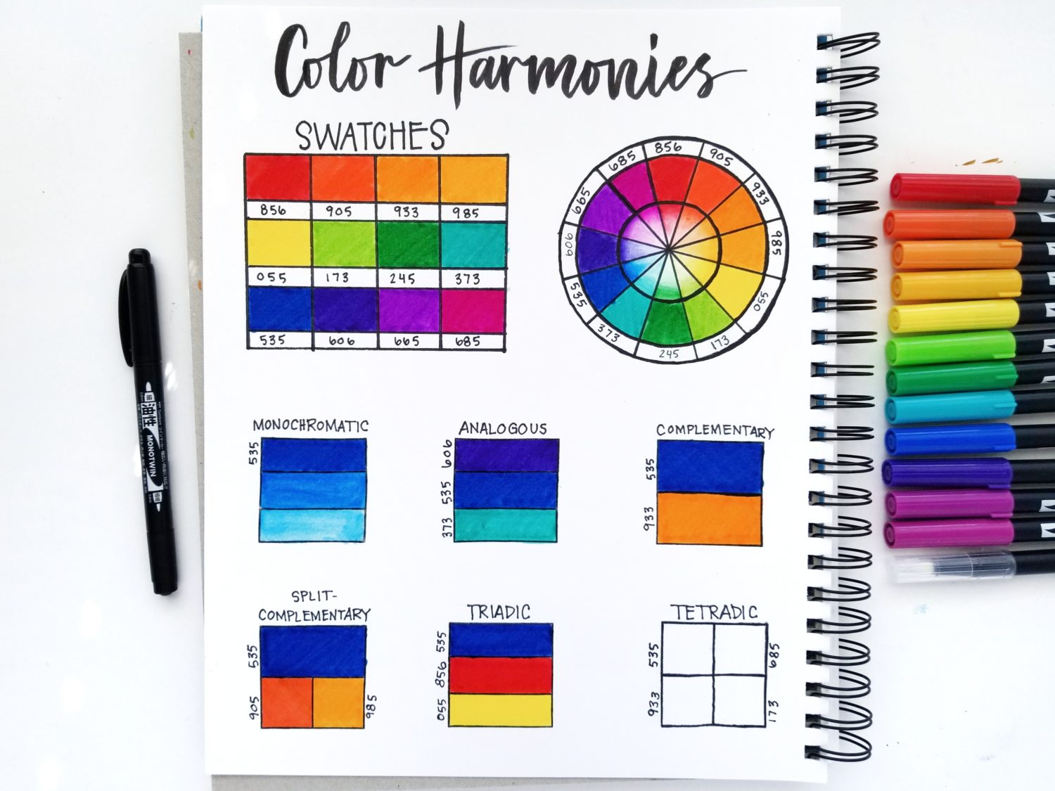 Create your own color harmonies using Dual Brush Pens and the color wheel with @graceannestudio. #tombowusa @tombowusa