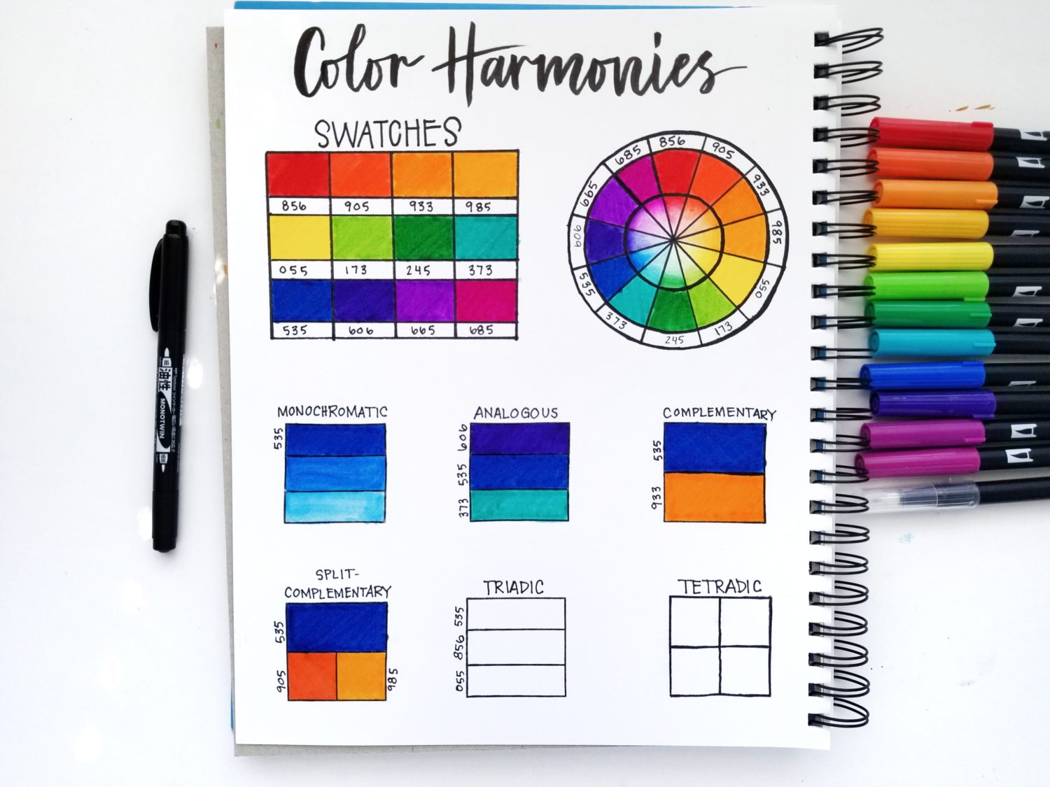 Create your own color harmonies using Dual Brush Pens and the color wheel with @graceannestudio. #tombowusa @tombowusa