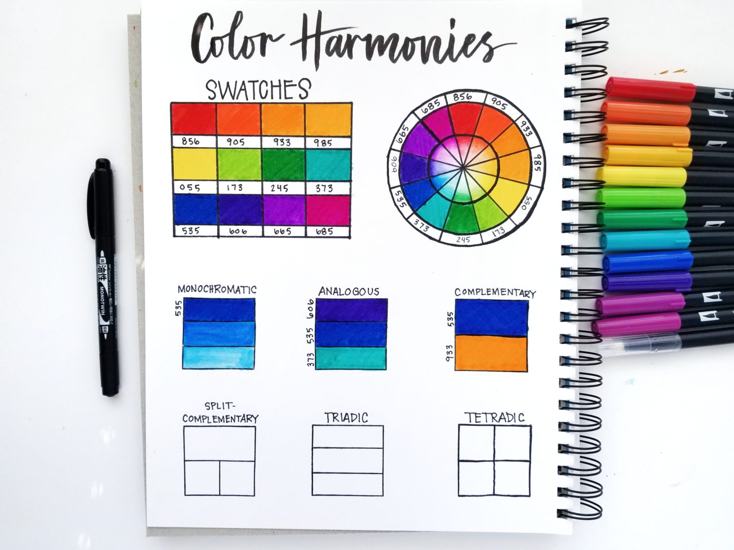 Create your own color harmonies using Dual Brush Pens and the color wheel with @graceannestudio. #tombowusa @tombowusa