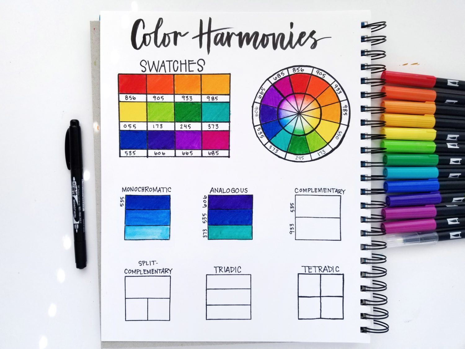 Create your own color harmonies using Dual Brush Pens and the color wheel with @graceannestudio. #tombowusa @tombowusa