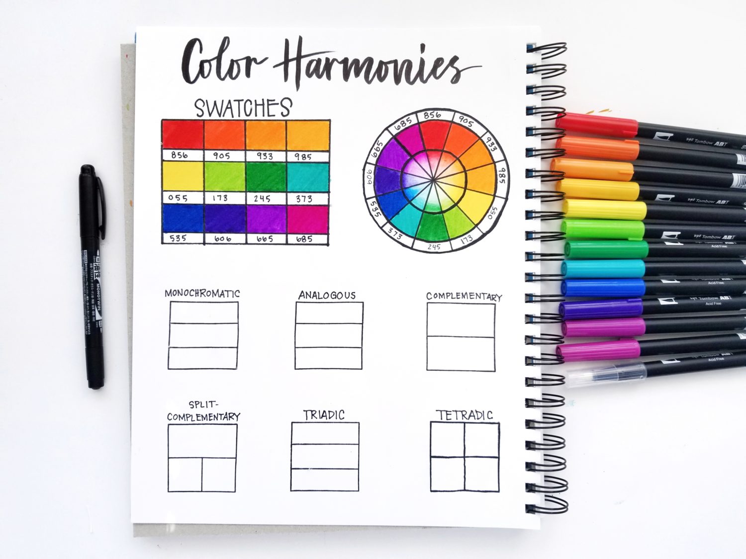 Create your own color harmonies using Dual Brush Pens and the color wheel with @graceannestudio. #tombowusa @tombowusa