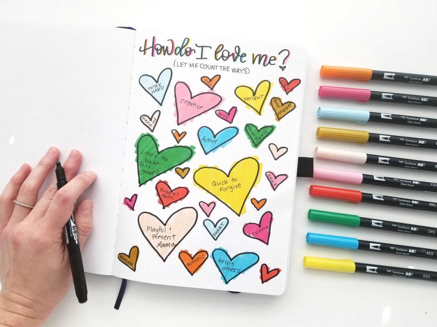 Self-Love Task Journal Spread - Tombow USA Blog