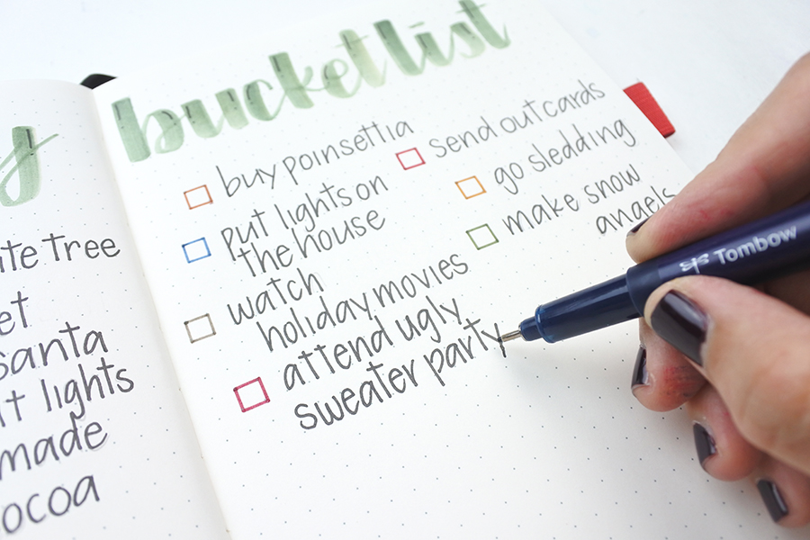 A Holiday Bucket List Journal Layout www.tombowusa.com by @thediyday