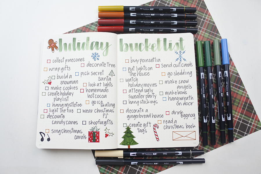 A Holiday Bucket List Journal Layout www.tombowusa.com by @thediyday