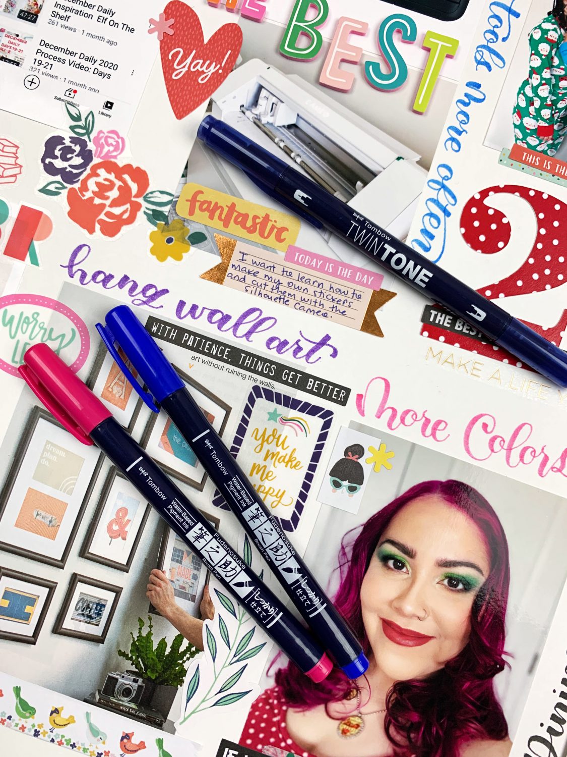 Use the Tombow Fudenosuke Brush Pen to add lettering or journaling to your vision board. #tombow #visionboard