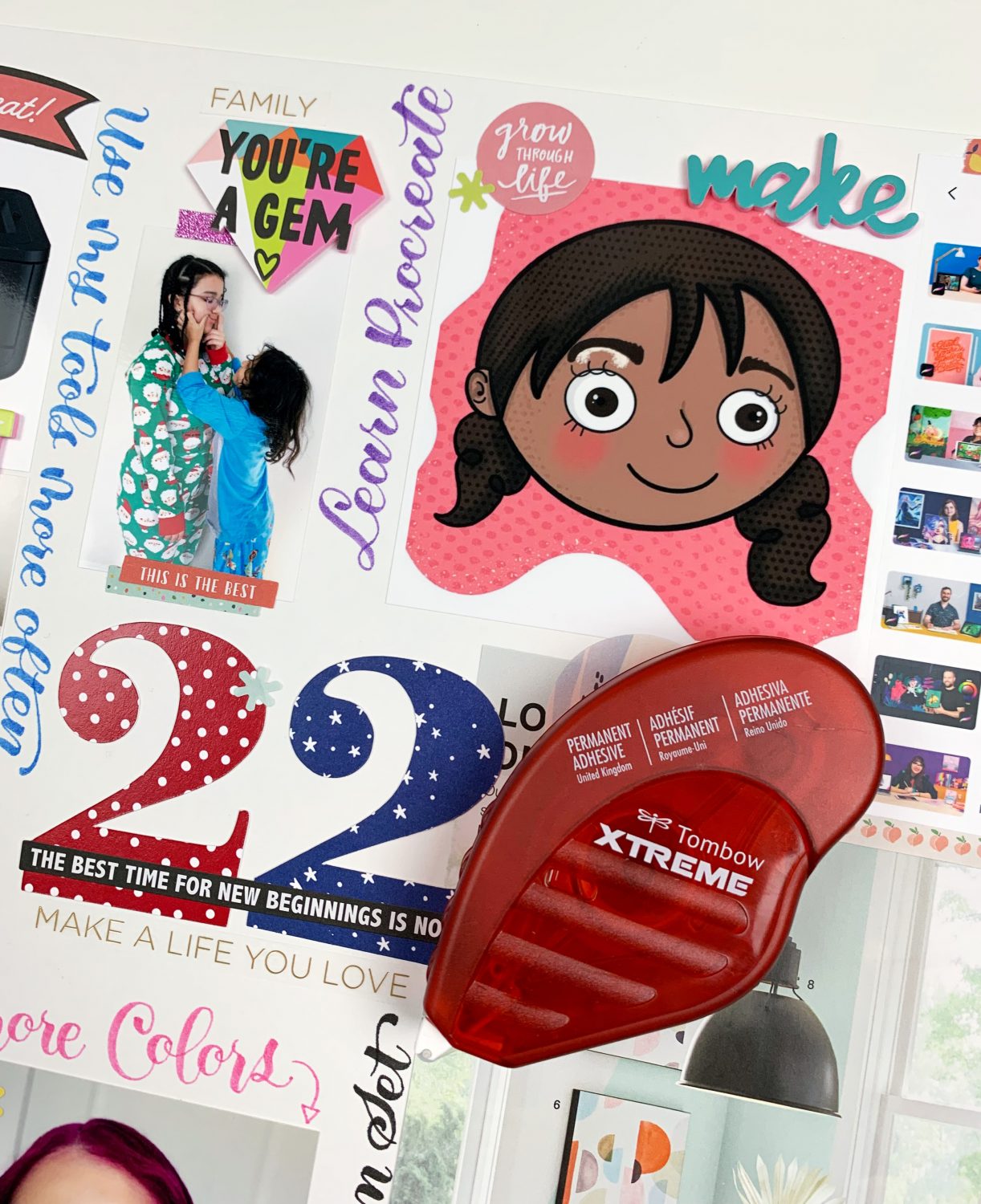 Secure the images of your vision board using the Tombow Xtreme Adhesive. #tombow #visionboard