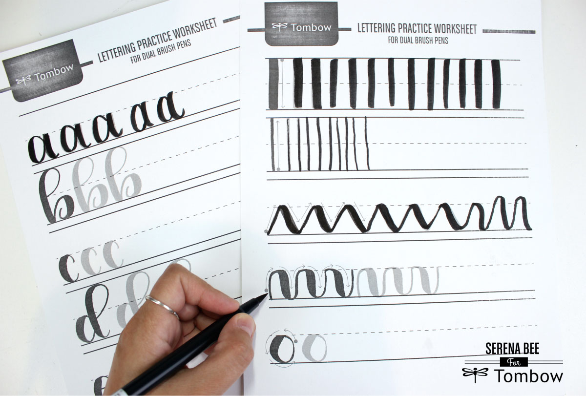 Dual Brush Pen Lettering Practice Worksheets