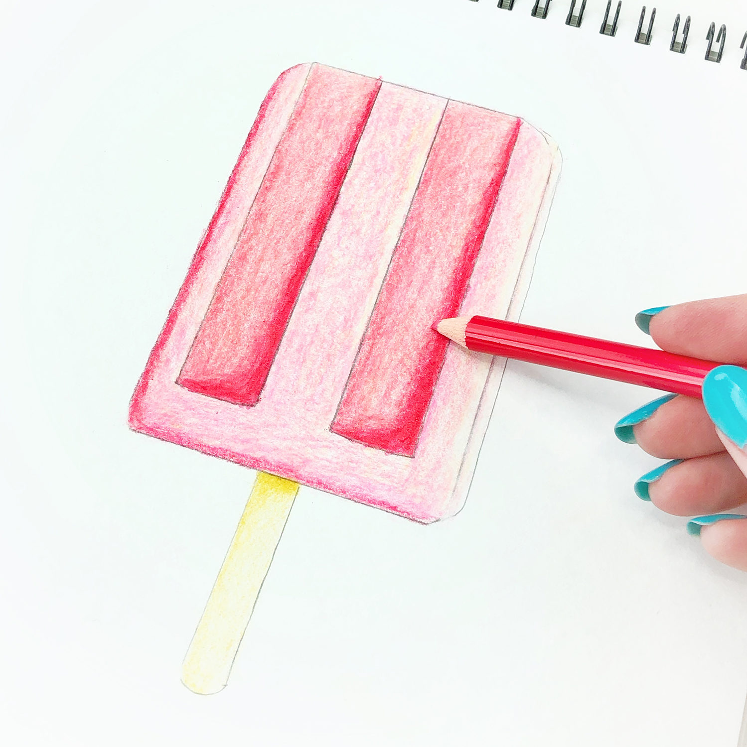 How to Draw a Colored Pencil Popsicle by Jessica Mack on behalf of Tombow.