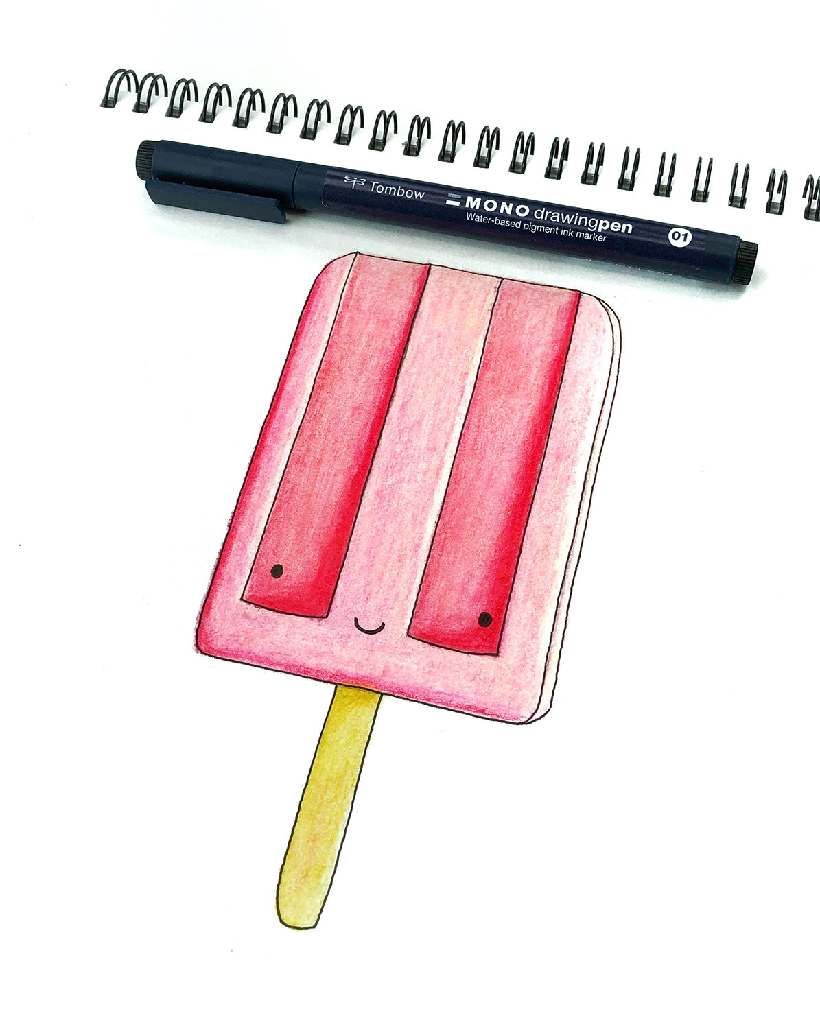 How to Draw a Colored Pencil Popsicle by Jessica Mack on behalf of Tombow.