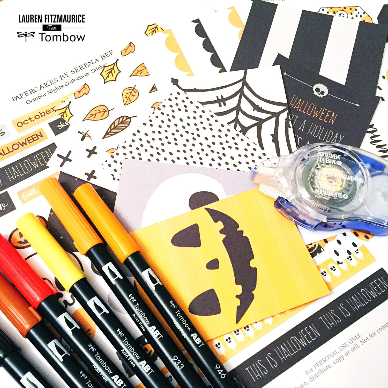 halloween cards with tombow and paper cakes