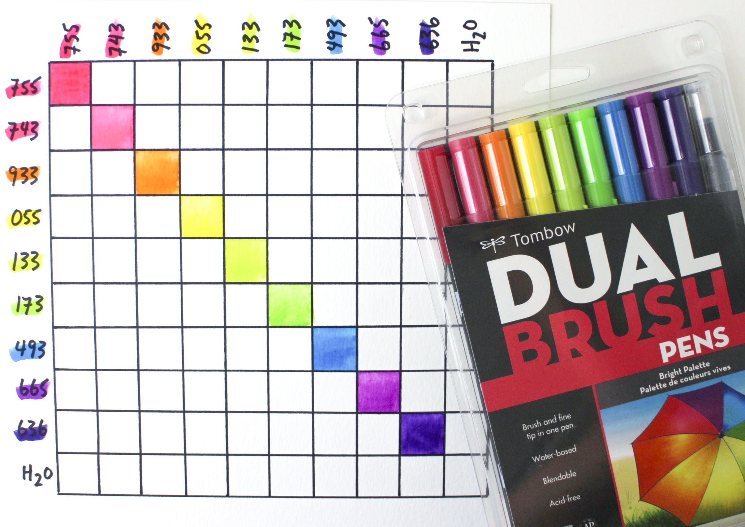 Make your own blending and mixing guide for your Tombow Dual Brush Pens