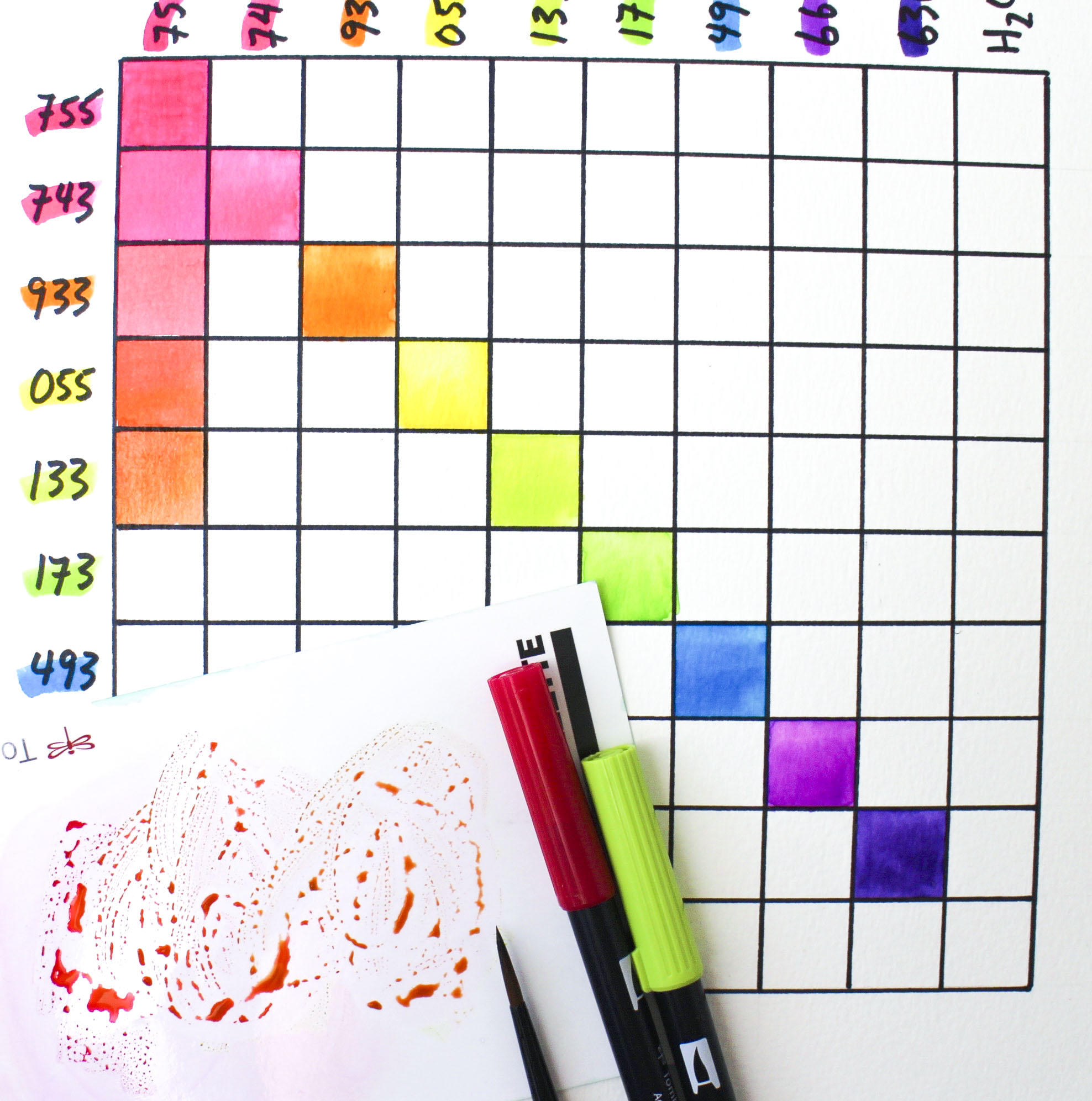 How to create a mixing guide for Tombow Dual Brush Pens