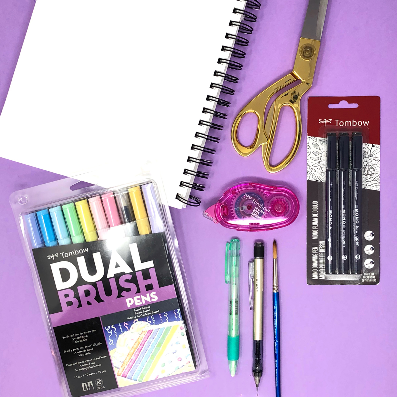 Tombow Dual Brush Pen Set of 6- Purple Blendables