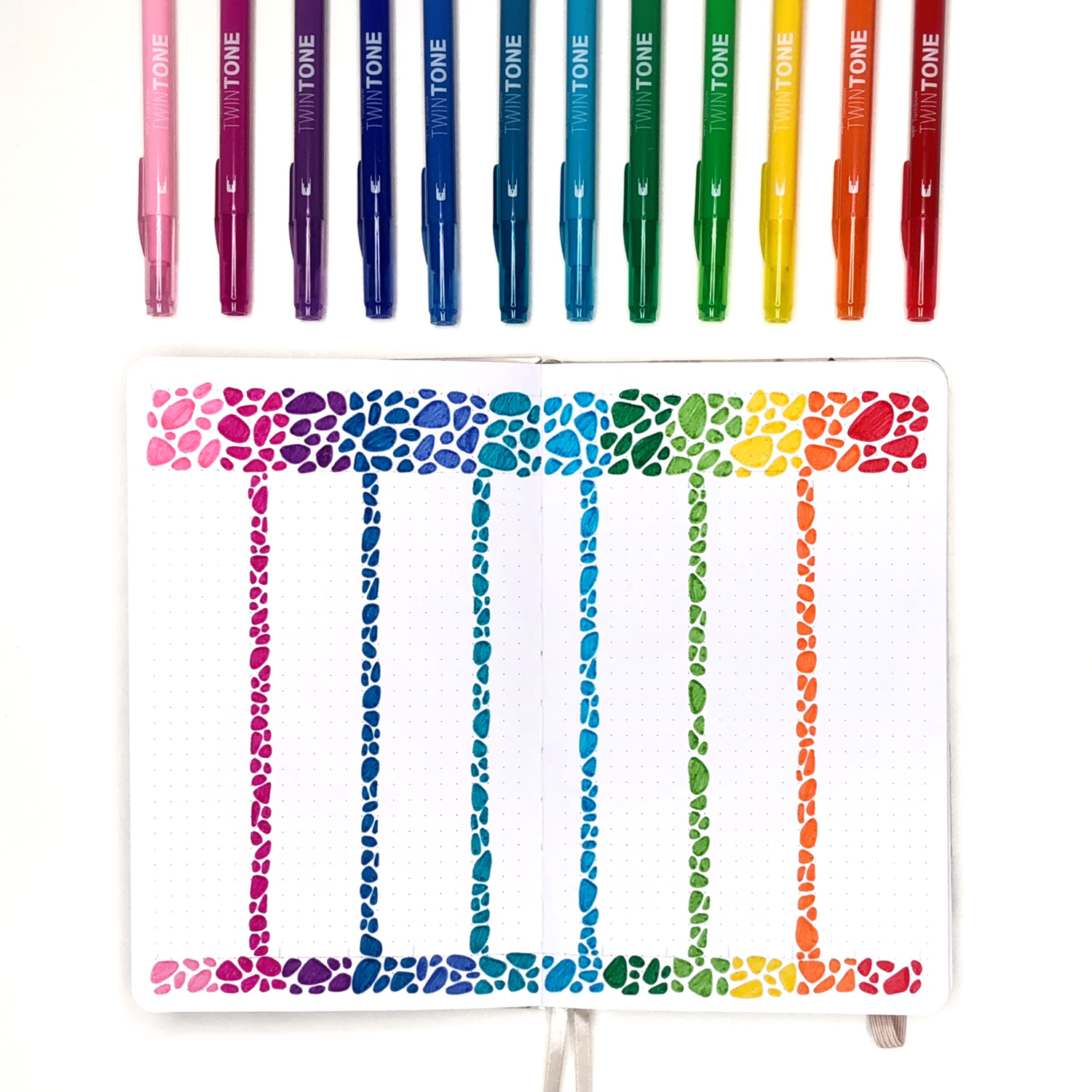 Rainbow Pebbles Planner Page by Jessica Mack on behalf of Tombow
