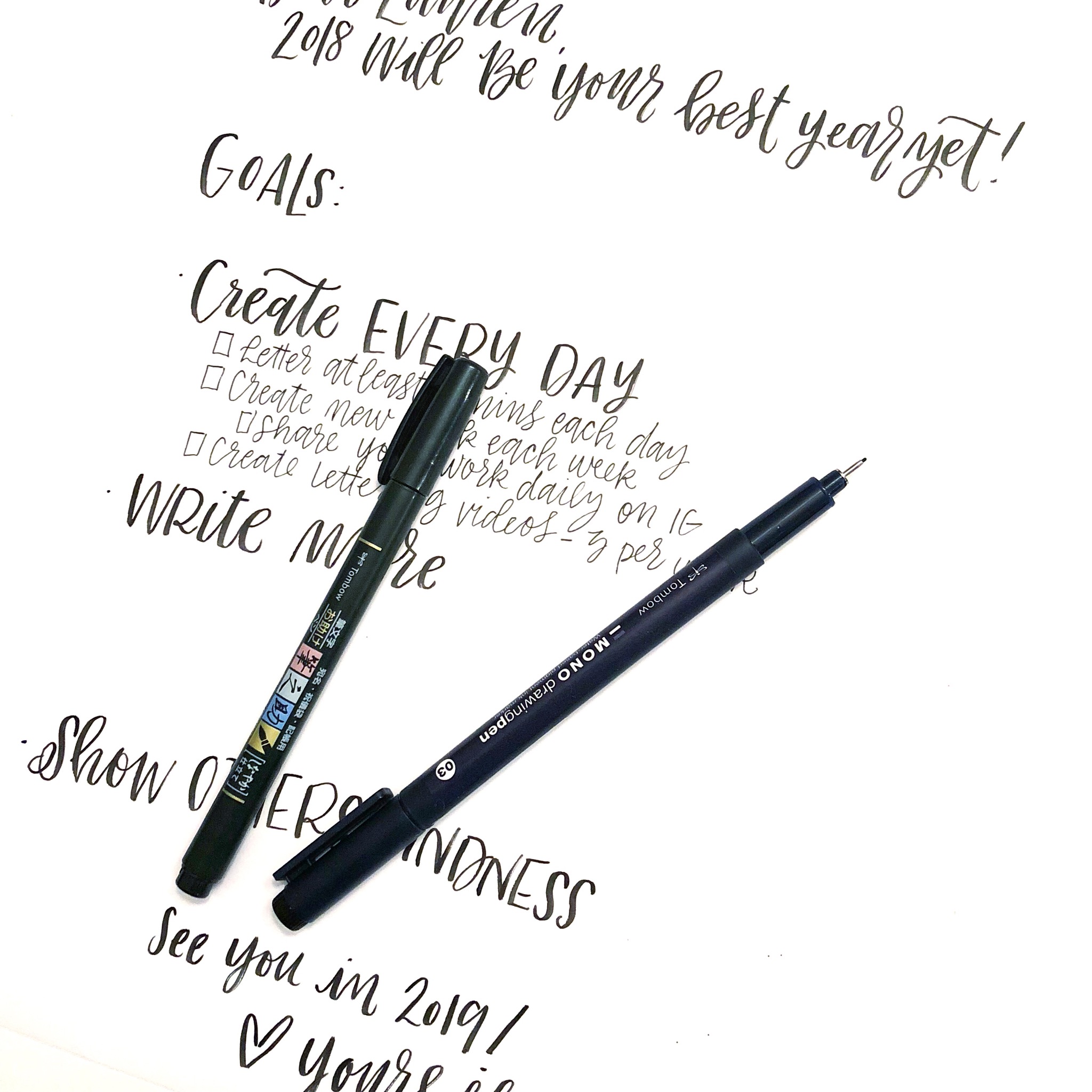 Lauren Fitzmaurice kicks off 2018 helping you set goals with a creative step by step project. Using the best lettering tools and adhesives from Tombow USA, write down your goals and inspire yourself to take action toward your dreams. For more lettering goodness, tips and tricks, check out renmadecalligraphy.com or @renmadecalligraphy on instagram.