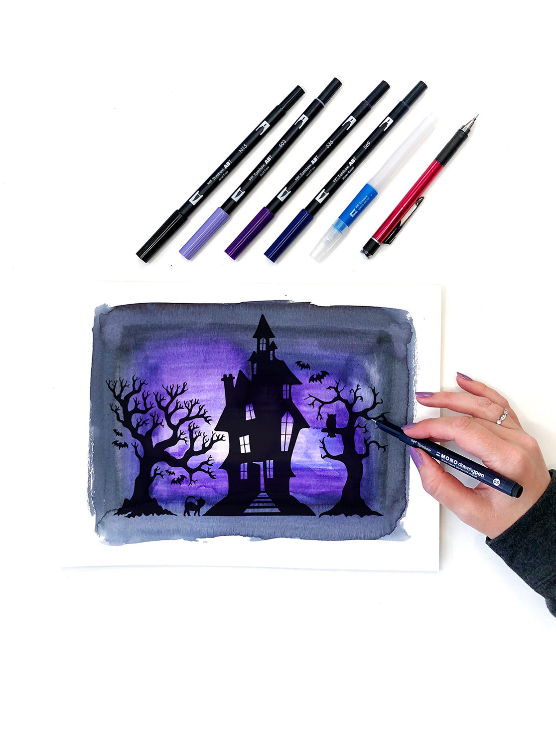 Haunted House Silhouette by Jessica Mack on behalf of Tombow