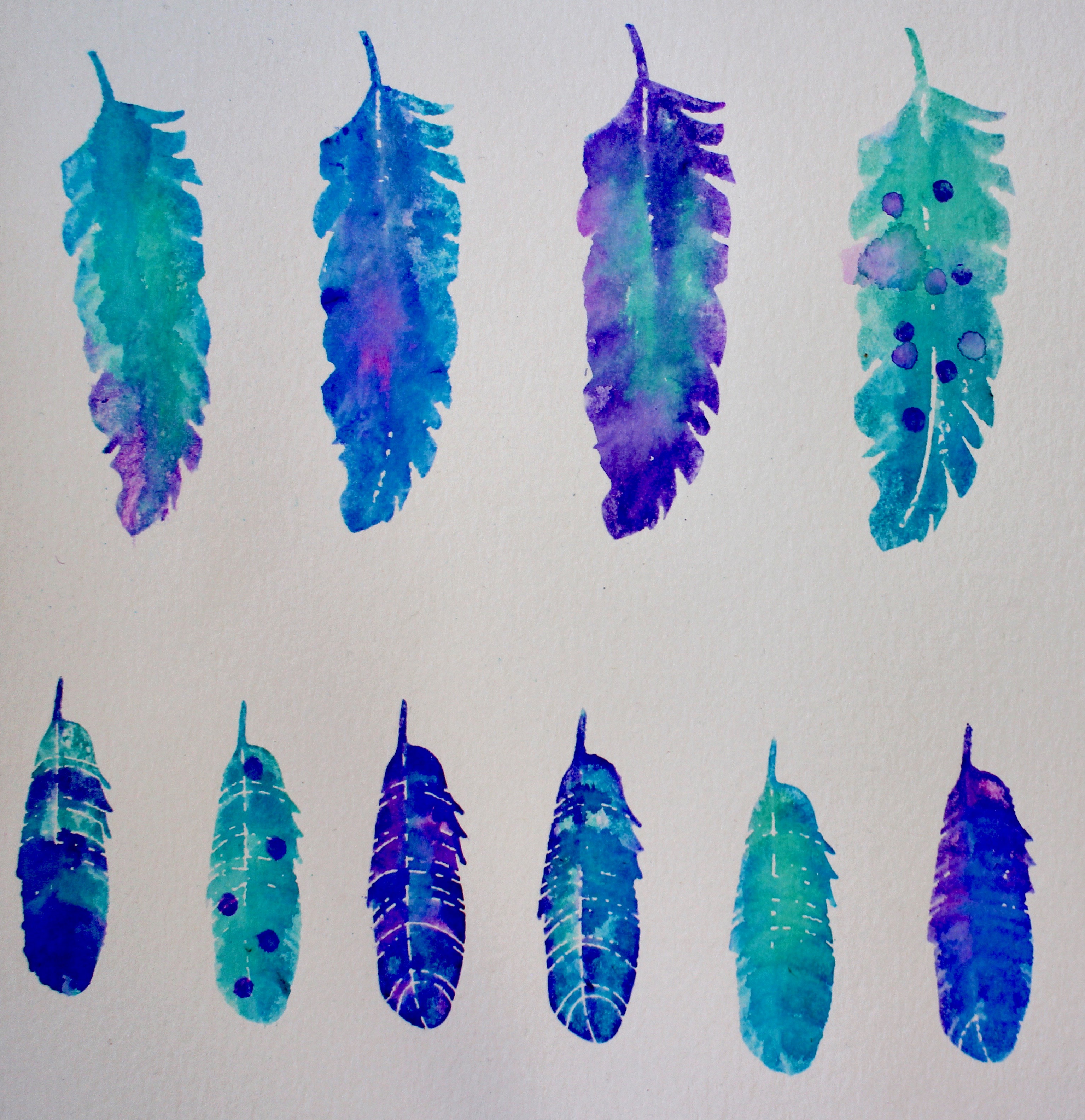 watercolor feathers
