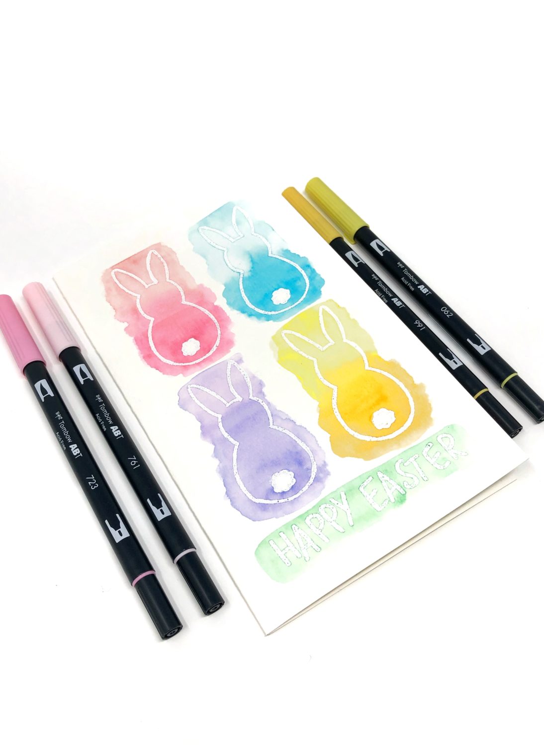 Watercolor Easter Card with Tombow Dual Brush Pens by Jessica Mack on behalf of Tombow