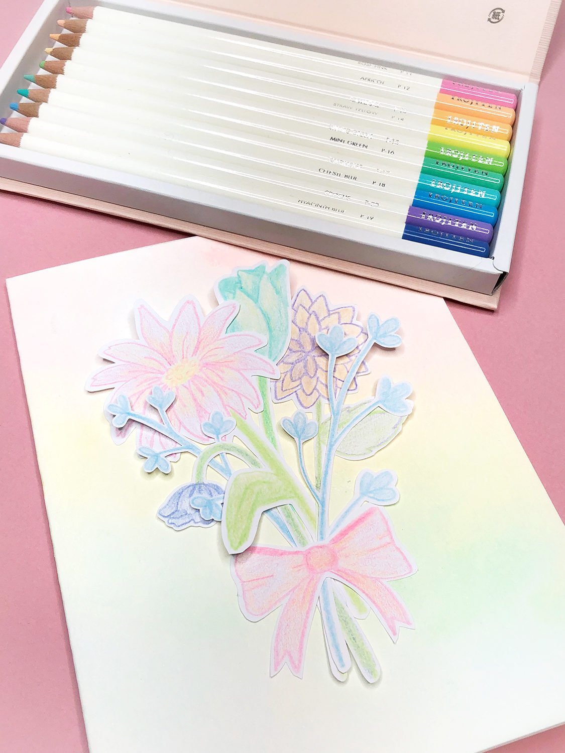 Make these cute colored pencil cards for spring, by Jessica Mack on behalf of Tombow