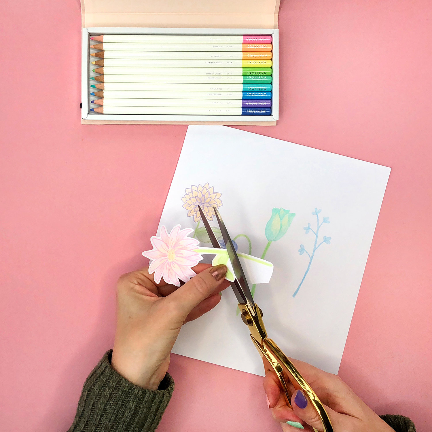 Make these cute colored pencil cards for spring, by Jessica Mack on behalf of Tombow