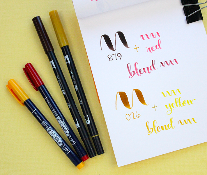 The NEW Tombow Fudenosuke Colors Brush Pens are the same formula as the Dual Brush Pens! Which means that you can blend them! Check out these 10 Color Combos to Blend! #tombow