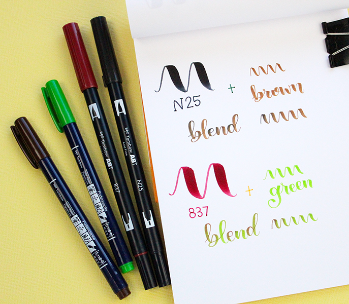 The NEW Tombow Fudenosuke Colors Brush Pens are the same formula as the Dual Brush Pens! Which means that you can blend them! Check out these 10 Color Combos to Blend! #tombow