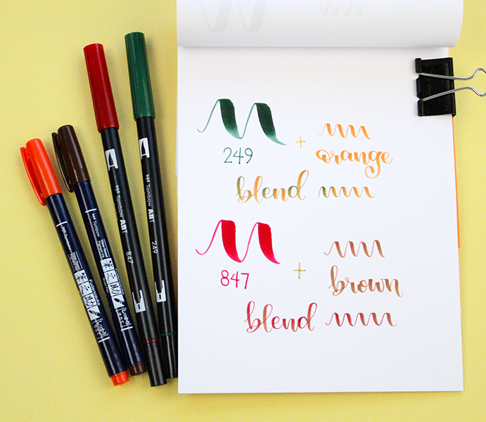The NEW Tombow Fudenosuke Colors Brush Pens are the same formula as the Dual Brush Pens! Which means that you can blend them! Check out these 10 Color Combos to Blend! #tombow