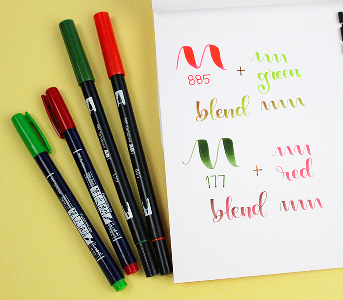 The NEW Tombow Fudenosuke Colors Brush Pens are the same formula as the Dual Brush Pens! Which means that you can blend them! Check out these 10 Color Combos to Blend! #tombow