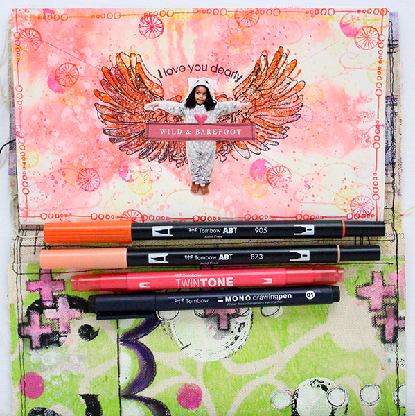 Create easy art journaling with photos using the Tombow Dual Brush Pens. The inspiration behind this page was Pantone's Color of the Year, Living Coral. #tombow #artjournaling