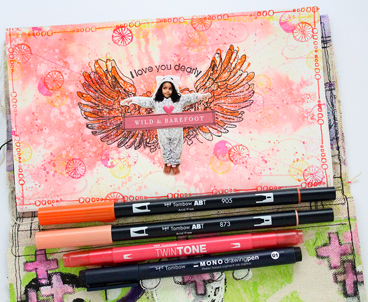 Create easy art journaling with photos using the Tombow Dual Brush Pens. The inspiration behind this page was Pantone's Color of the Year, Living Coral. #tombow #artjournaling