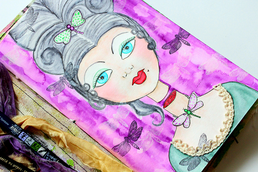 Dragonflies and Marie Antoinette Mixed Media Art by @jenniegarcian
