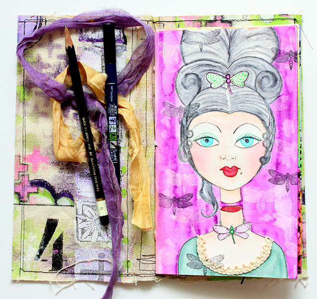Dragonflies and Marie Antoinette Mixed Media Art by @jenniegarcian