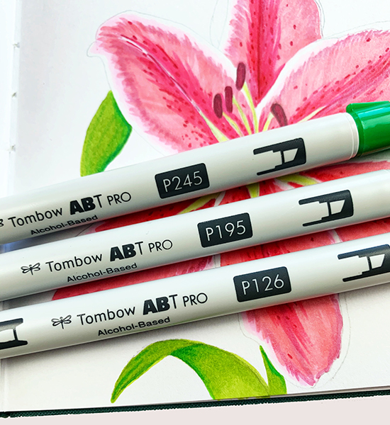 Use the Tombow ABT PRO Alcohol Markers to color a Lily. #tombow #art 