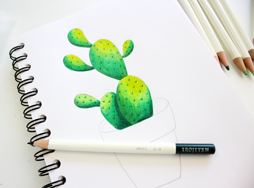 How To Draw A Cactus With The Tombow Irojiten Colored Pencil #tombow #cactus