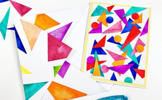 Create a Kandinsky inspired card using paper geometric patterns! #tombow