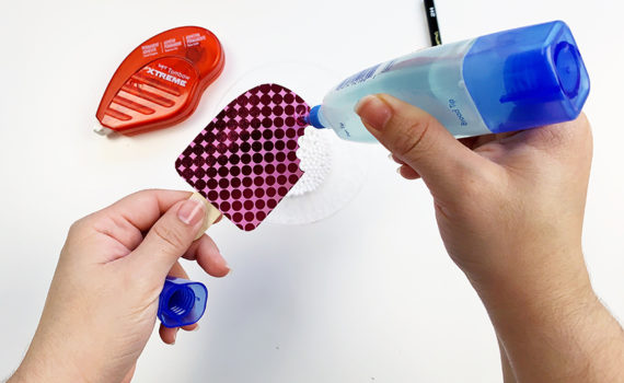 Step 4: Add the Tombow MONO Aqua Liquid Glue to the top of the paper popsicle.