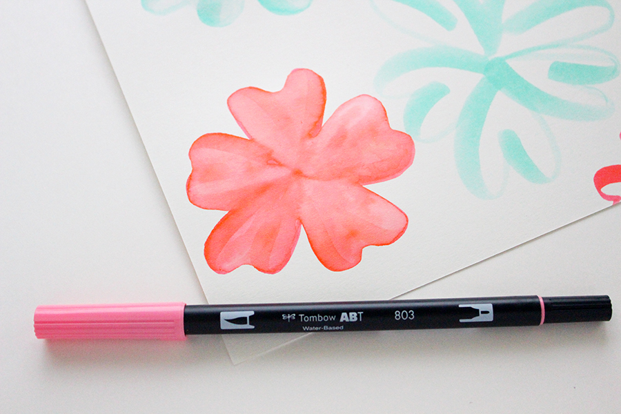 Step by Step Watercolor Tropical Flowers With Tombow Dual Brush Pens. #tombow #tombowusa