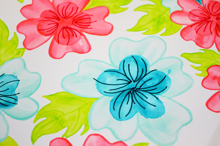 Step by Step Watercolor Tropical Flowers With Tombow Dual Brush Pens. #tombow #tombowusa