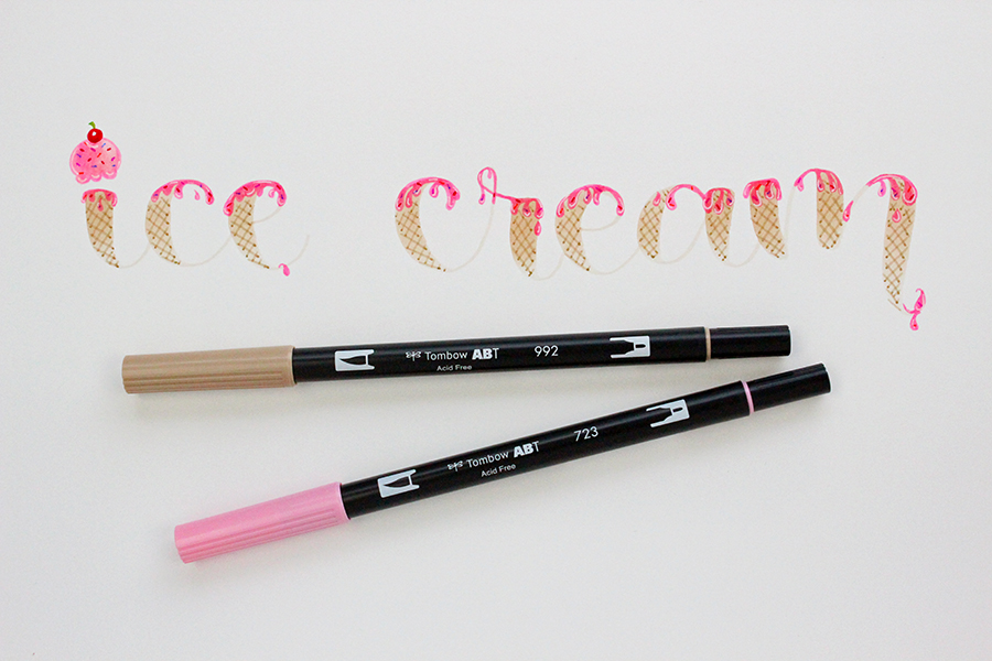 Learn how to create Ice Cream Lettering in 5 easy steps! #tombow #lettering