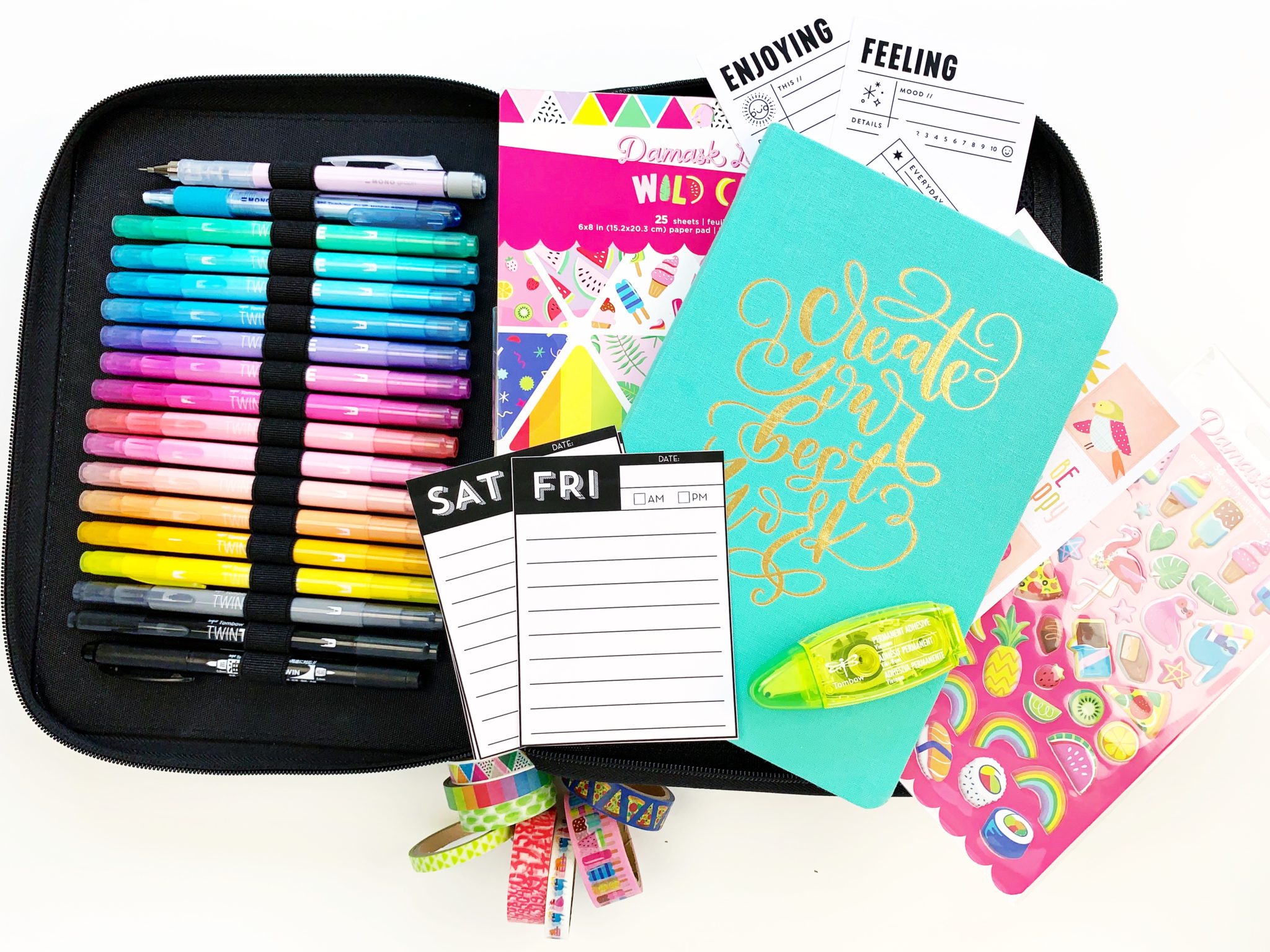 Put a few items on the Tombow Zippered Marker Storage Case to make a crafty kit to take on the go! #tombow #craft