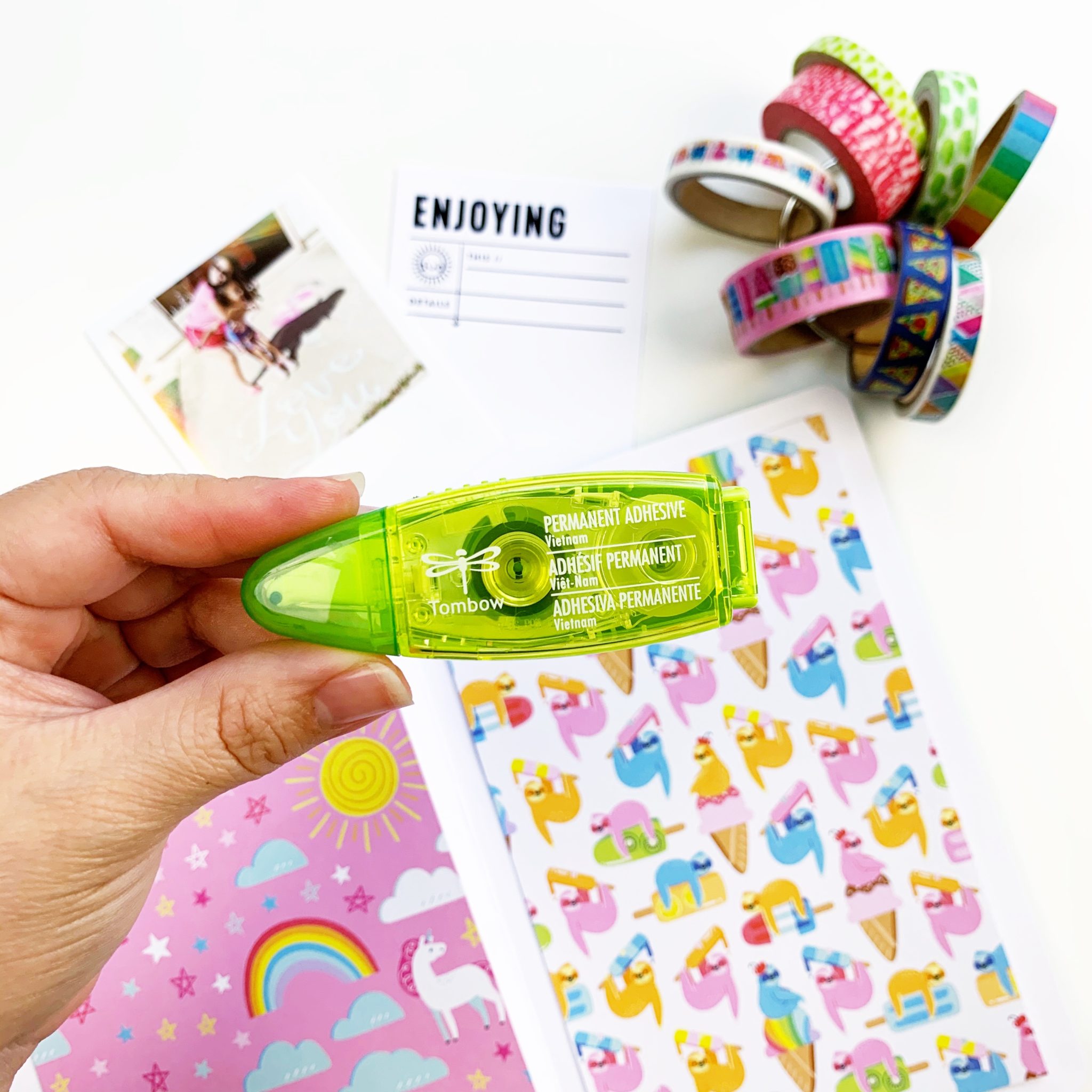 My favorite adhesive for these little kits is the Tombow Mini Glue Tape!  #tombow #crafty