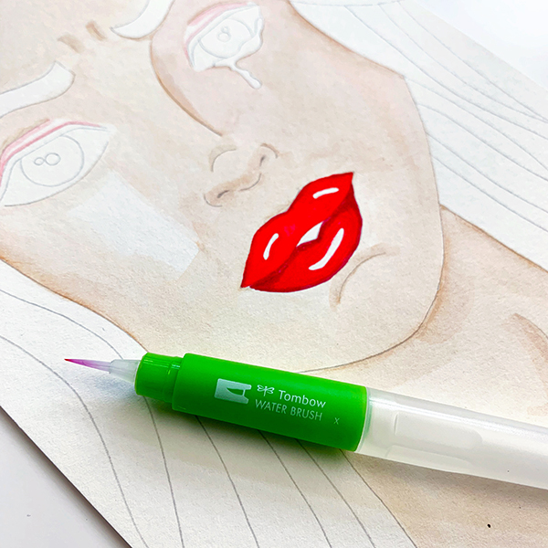 Pop Art Illustration Inspired By Roy Lichtenstein- Use the Tombow Dual Brush Pens to watercolor your image. #tombow #popart